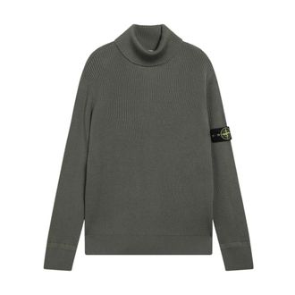 Stone Island Gebreide trui met coltrui - Heren - Coltruien - Groen - XL - Wol - Truien & Vesten