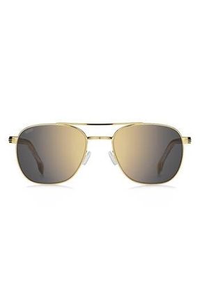BOSS 56mm Rectangular Sunglasses in Gold Brown/Grey Bronze at Nordstrom Rack