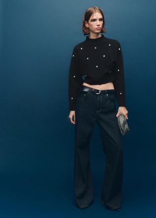 Mango Pullover collo perkins sfere nero - Donna - S - MANGO