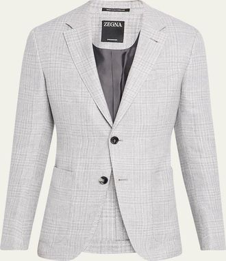 Ermenegildo Zegna Mens Tonal Plaid Single-Breasted Sport Coat