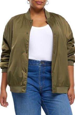 River Island Casual Easy Bomber Jacket in Khaki at Nordstrom Rack, Size 22W/24W