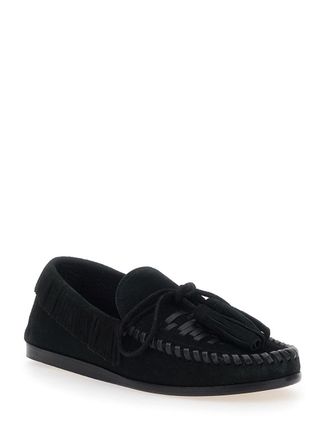 Isabel Marant Womens Loafers Fitza Black Suede Calf Leather