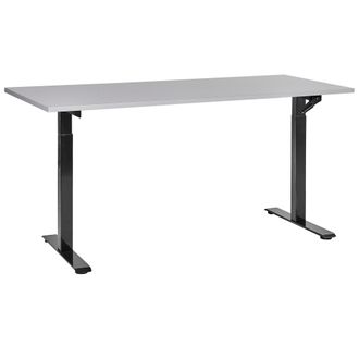 Beliani Beliani - Escritorio De Altura Regulable Manualmente Oficina Moderna Patas Cuadradas 160 X 72 Cm Tablero Gris Soporte De Acero Negro Destines