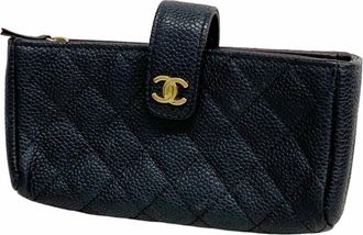 Chanel Black Grained Calfskin Pouch (Pre-Owned)