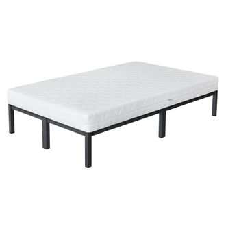 ML Design Ml-design Cama Individual De Estructura Metalica Antracita 120x200 Cm Sobre Marco De Acero Inoxidable Con Colch&oacute;n De Espuma Fr&iacute;a 16cm De Altura Con Ce