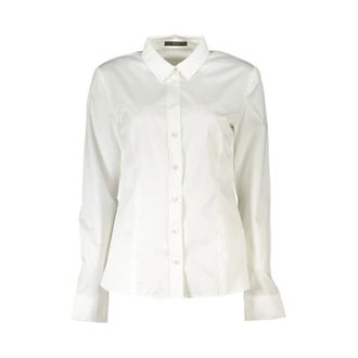 Guess Shirts, female, White, Size: XL White Cotton Shirt with Italian Collar