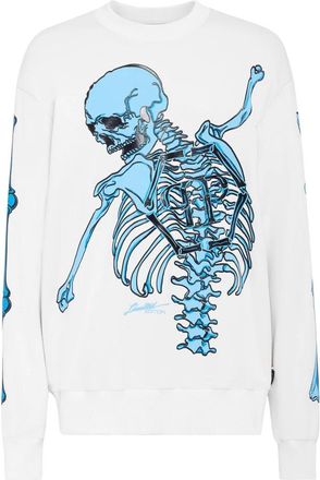 Philipp Plein Sweatshirt LS Skeleton - Heren - Sweatshirts - Wit - 2XL - Katoen - Hoodies & sweatvesten