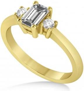 Allurez Emerald Moissanite & Diamond Three-Stone Engagement Ring 14k Yellow Gold (0.60ct)