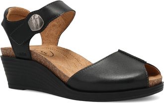 Taos Promise Ankle Strap Peep Toe Platform Wedge Sandal in Black at Nordstrom, Size 6