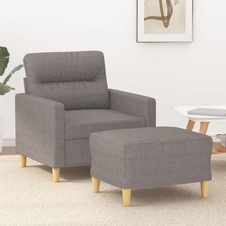 vidaXL Sill&oacute;n Con Taburete Tela Gris Taupe 60 Cm Vidaxl
