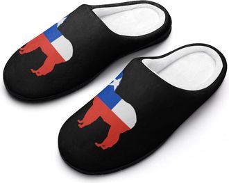 Generic Chilean Flag Alpaca Funny Mens Slippers Cotton Warm House Shoes Memory Foam Sandals Print Size 7-14