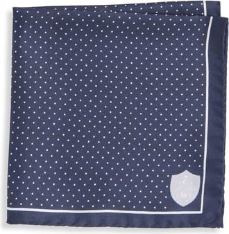 Clifton Wilson Polka Dot Silk Pocket Square in Navy at Nordstrom