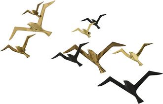 Global Views Metallic Flock 3Pc Wall Decor