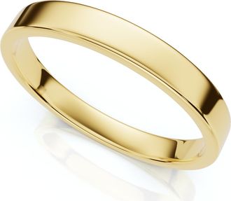 Pompeii3 3mm Flat High Polished Wedding Band 14K Yellow Gold Size Selectable