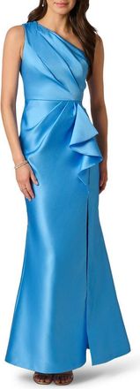 Adrianna Papell One-Shoulder Mikado Gown in Cool Cloud at Nordstrom, Size 14