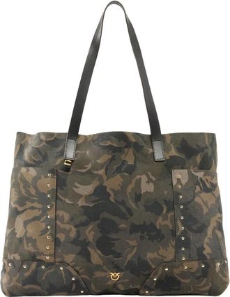 Pinko Tote Suede Print - Dames - Shoppers - Groen - ONE Size - Su&egrave;de - Tassen