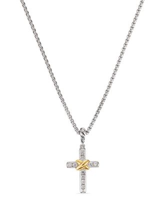 David Yurman sterling silver Petite Cross diamond necklace (20.8mm) - women - Diamond - One Size