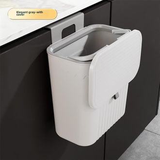 OEM Cubo De Basura De Cocina Mural Cuidadosamente Seleccionado Con Tapa, Papelera Especial Para Aseos Y Ba&ntilde;os, Papelera Colgante A Presi&oacute;n (gris Con Tapa)