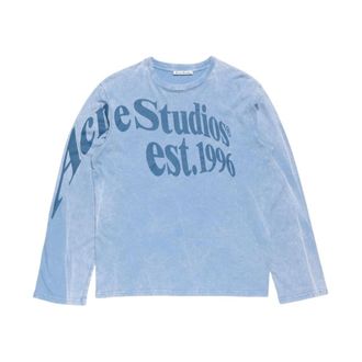 Acne Studios Sweatshirts, female, Blue, Size: XS Relaxed Fit Graphic T-Shirt
