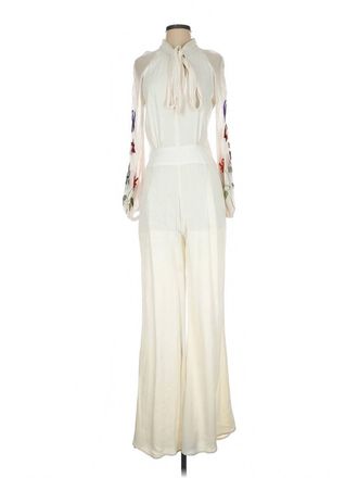 Free People Womens Floral Embroidered Jumpsuit In Cream