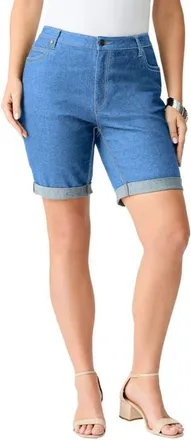 Roaman's Plus Size 24/7 Stretch Cuffed Short in Light Stonewash at Nordstrom, Size 34