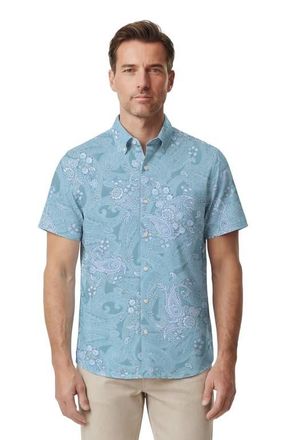 Lords of Harlech Paisley Explosion Mens Knit Shirt in Paisley Explosion Teal at Nordstrom, Size Xx-Large