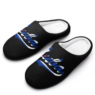 Generic Cuba Flag Mens House Slippers Memory Foam Washable Cotton Slip on Home Shoes