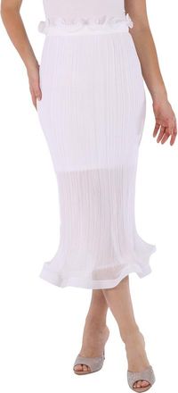 Burberry Ladies Optic White Plisse Ruffle Detail Skirt, Brand Size 4 (US Size 2)