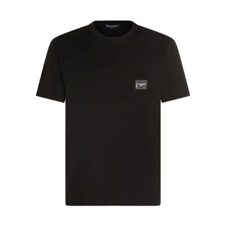 Dolce & Gabbana T-Shirts, male, Black, Size: 3XL T-shirt con placca logo