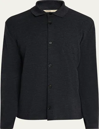 Maurizio Baldassari Mens Heathered Wool Pocket Overshirt