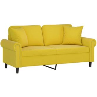 vidaXL Sof&aacute; De 2 Plazas Con Cojines Terciopelo Amarillo 140 Cm Vidaxl
