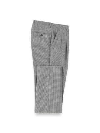 Paul Fredrick Wool Flannel Houndstooth Pleated Pants