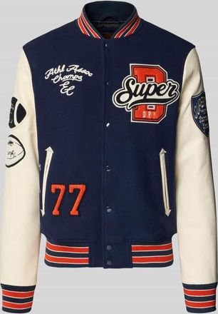 Superdry College-Jacke mit Patches und Eingrifftaschen in Marine, Gr&ouml;&szlig;e XXL