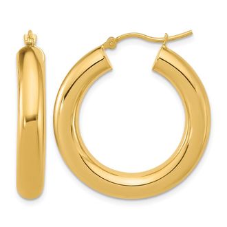 Diamond2Deal 14k Yellow Gold 5x30mm Round Hoop Earrings