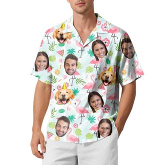 Generic Custom Face Hawaiian Shirt for Men - Funny Personalized Tropical Beach Shirt, Summer Casual Short Sleeve, Unique Gift for Him (UK, Alpha, XXL, Regular