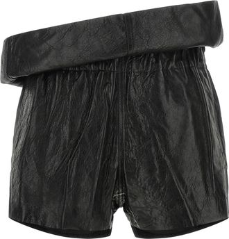 Rick Owens Black Lamb Leather Bermuda Womens Shorts