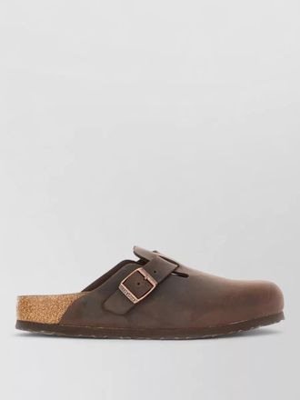 Birkenstock leather boston slippers open back cork sole