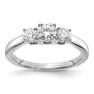 Diamond2Deal 14k Gold Lab Grown Diamond 3-Stone Band Ring 3/4Ct Clarity- VS Color- G-H