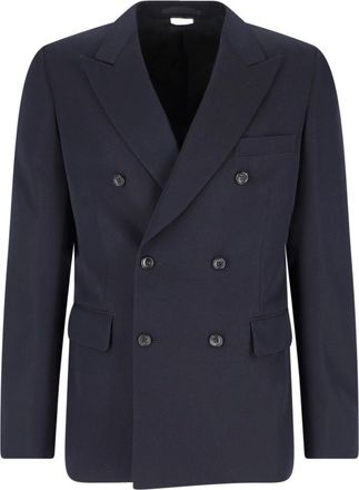 Comme Des Gar&ccedil;ons Navy Double-Breasted Wool Fabric Blazer