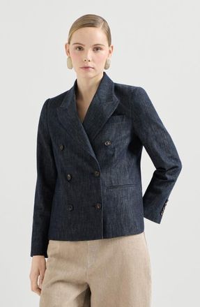 Brunello Cucinelli Denim-effect twill blazer in Dark Denim at Nordstrom, Size 44 It