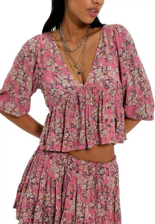 Free People Perishing Printed Top In Pink