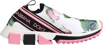 Dolce & Gabbana Witte Rozenprint Sorrento Sneakers Schoenen