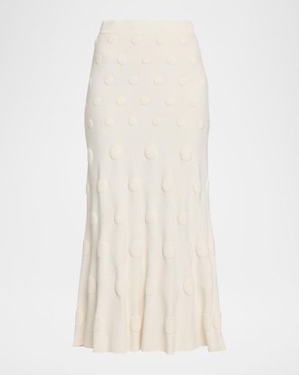 Lela Rose Pucker Dot Knit Midi Skirt
