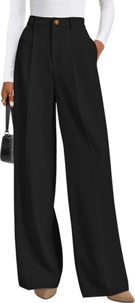 PrettyGarden Womens Wide Leg Dress Pants 2026 Business Casual Flowy Work Palazzo Pants High Waisted Slacks Trousers, Black, Large