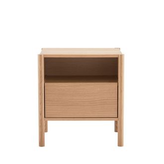 DRAWER Mesita de noche con 1 caj&oacute;n de madera - Madera clara