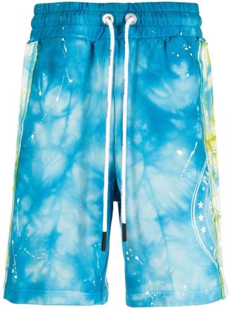 Palm Angels Trainingsshorts met tie-dye print - Blauw