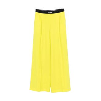 Msgm Wide Trousers, female, Yellow, Size: 2XS Palazzo Trousers