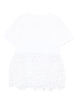 Cecilie Bahnsen lace-detail T-shirt - women - Cotton/Elastane - S - White