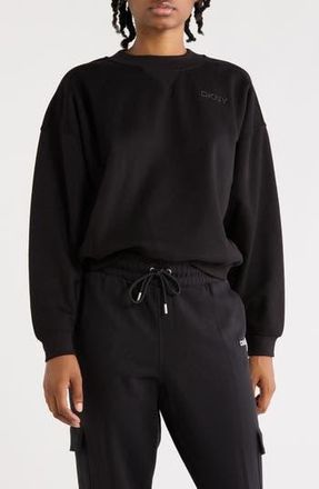 DKNY Logo Crop Sweatshirt in Black at Nordstrom Rack, Size X-Large
