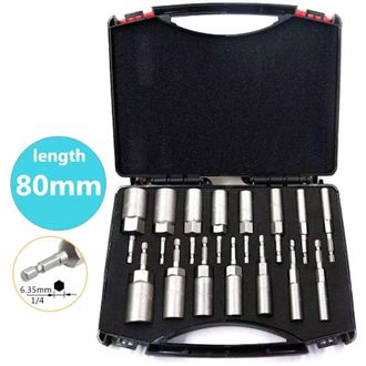 OEM Juego De 15 Piezas De Llaves De Impacto Para Destornilladores El&eacute;ctricos, Vasos Hexagonales De 5,5 A 19 Mm, Profundidad De Corte De 34 Mm, Incluye Fun